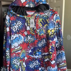 Drill Clothing Co Hoodie Mens Medium-  Multicolor Oh Snap Comic Graphic Print- New!