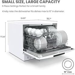 🥨COMFEE’ Portable Mini Dishwasher, Energy Star, Countertop, 6 Place Settings, with 8 Washing Programs, Speed, Baby-Care, ECO& Glass, Dish Washer for 