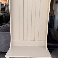 Storage Bench in Antique White, Multi-Purpose Home Organizer, Entryway Solution with Seating