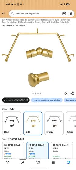 Gold Bay window curtain rods