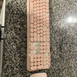 Pink Wireless Mouse & Keyboard (USB)