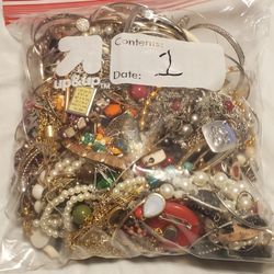 One Gallon Bags Stuffed Full Of Jewelry Necklaces  and More