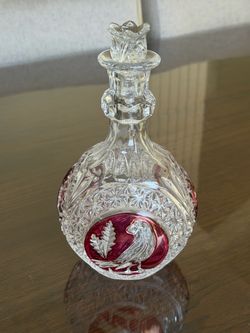 Hofbauer Ruby Red Byrdes Birds German Crystal Wine Decanter