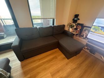 Grey Fabric L-Shaped Sectional Sofa