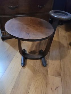 Vintage Art Deco Wood Side / Smoking Table – Unique Design