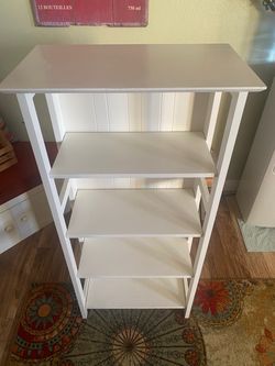 White Wooden Bookshelf / Storage Unit - Beadboard Design
