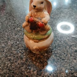 Floppy Ear Rabbit Trinket Box With 🍄 Mushrooms 
