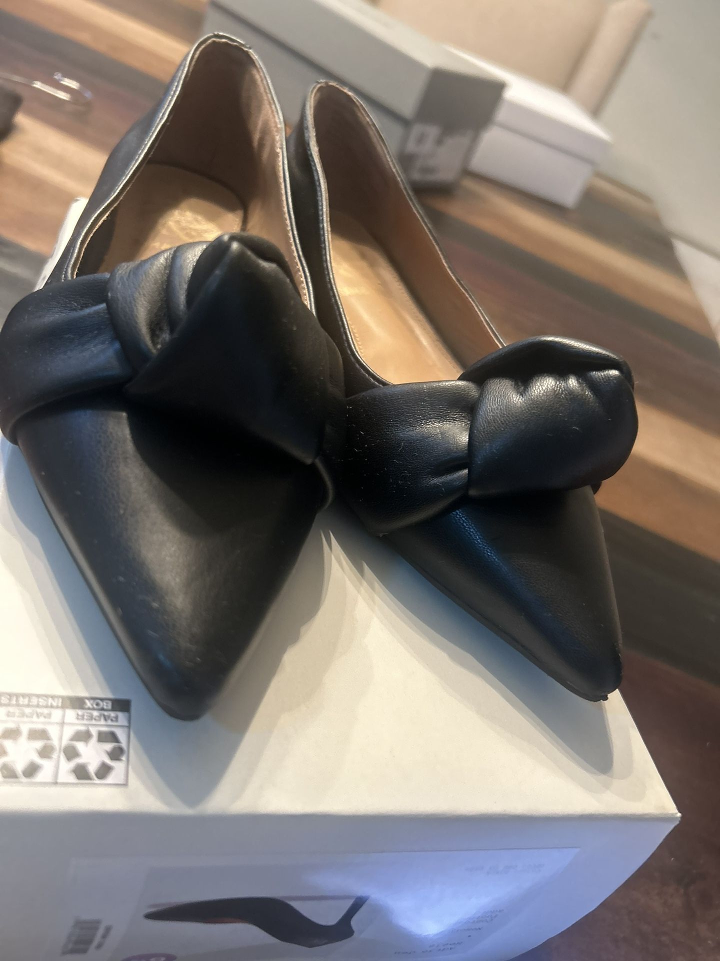 Black Knotted Pointed Toe Flat Women’s Shoes