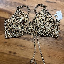 Leopard Print Bikini Top 2X
