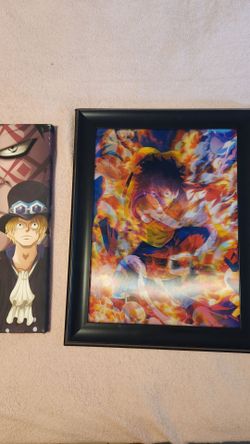 One Piece Luffy Holographic with Frame 18 x15