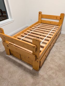 Solid wood twin XL bed w/ drawers