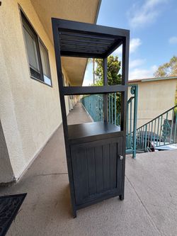 Black Wood Storage Tower with Cabinet