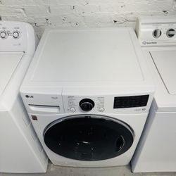LG white washing machine, includes a receipt with a 60-day warranty.