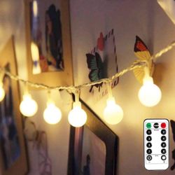 Lighting EVER Globe String Lights Battery Operated, 16.4ft 50 LED Small Ball Decorative Fairy Light with Remote and Timer