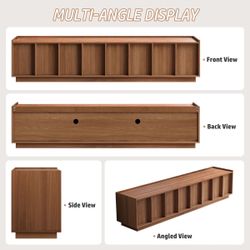 78.74" Modern TV Stands with Brown Wood Grain,Mid Century Media Console
