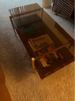Tadio Glass Coffee Table, Mid-Century Modern Coffee Table