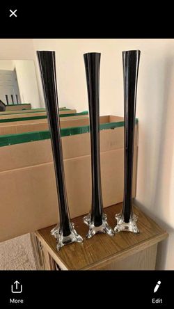 Black tall 16inch tall glass flower vases