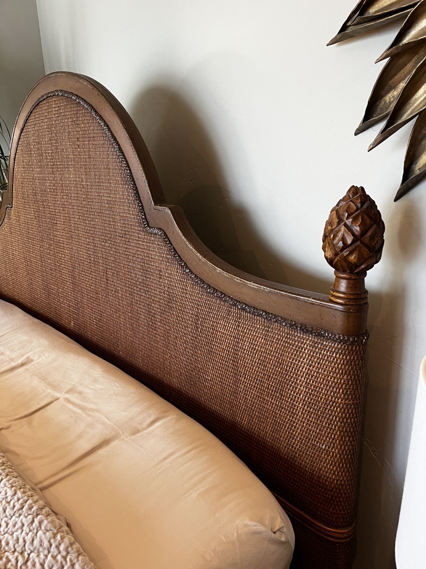 King Rattan Wood Bed frame, Nightstand, Dresser 