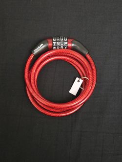 Wordlock 4 ft Non-Resettable Red Steel Flexible Cable Combination Bike Lock