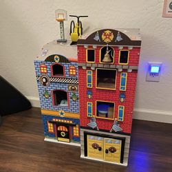 Kids Wooden Fire Play House W/ Accessories 