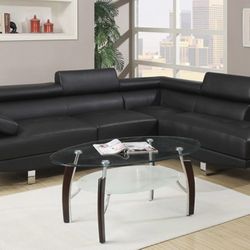 New Black Sectional Sofa Couch 