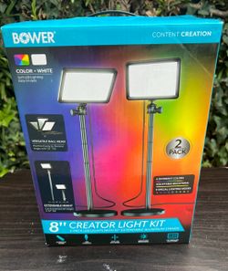 Bower 2Pk Creator Lighting Set Up LED Panel Lights Fully adjustable