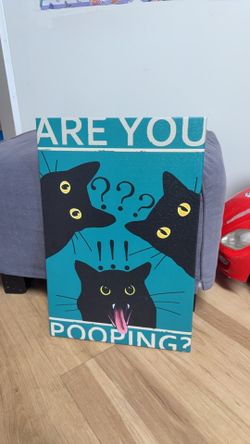 Funny black cat bathroom wall art