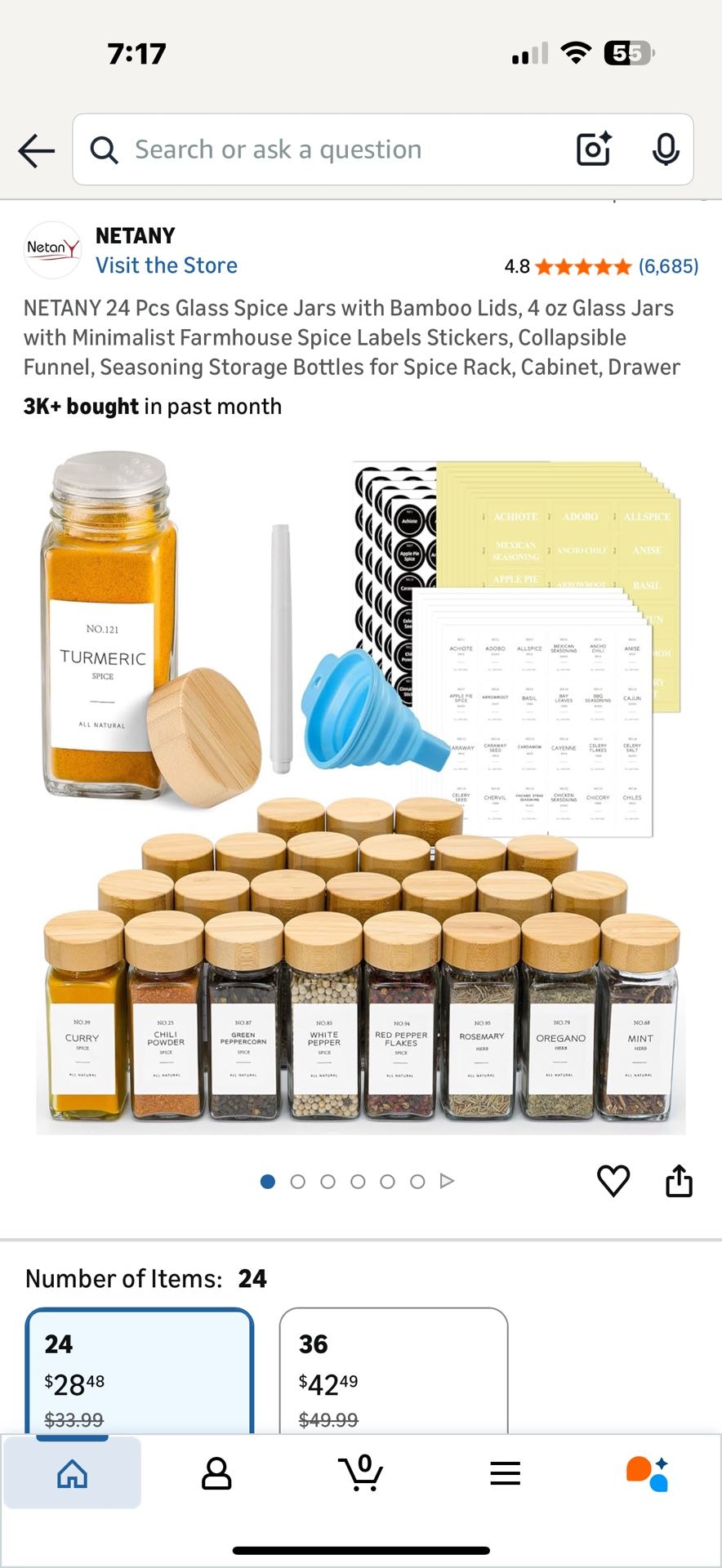 Bamboo Glass Spice Jars With Lids Brand New