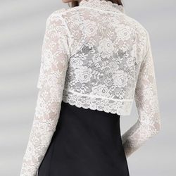 Bolero/Crop Cardigan Sheer Floral Lace