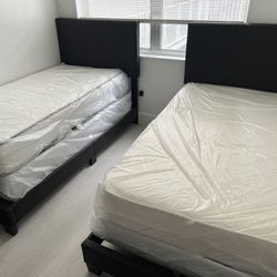 2 Twin  Size Bed Frame New In The Box With 2 Mattress All New Furniture Free Delivery Free Installation 
