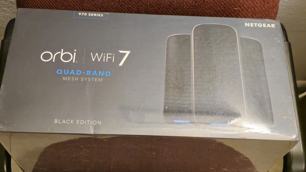Orbi 970 Series Quad-Band WiFi 7 Mesh Router System, Black, 27Gbps, 3-Pack