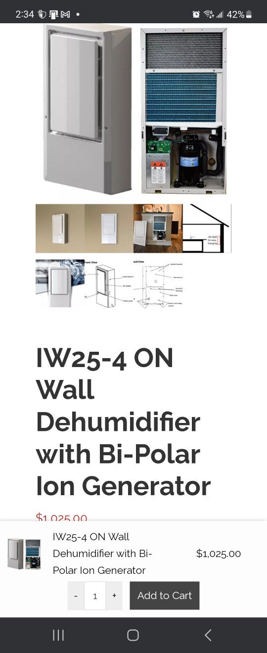 Iw-25-4 On Wall Dehumidifier 