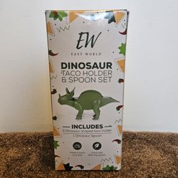 East World EW Triceratops Taco Holder & Dinosaur Spoon Set