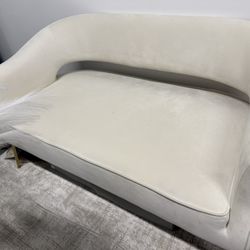 White Velvet Sofa Loveseat 