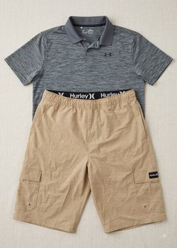 YXL Under Armour Polo & Hurley Cargo Shorts Bundle