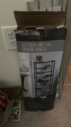 BellaVilla Living 10-Tier Metal Shoe Rack