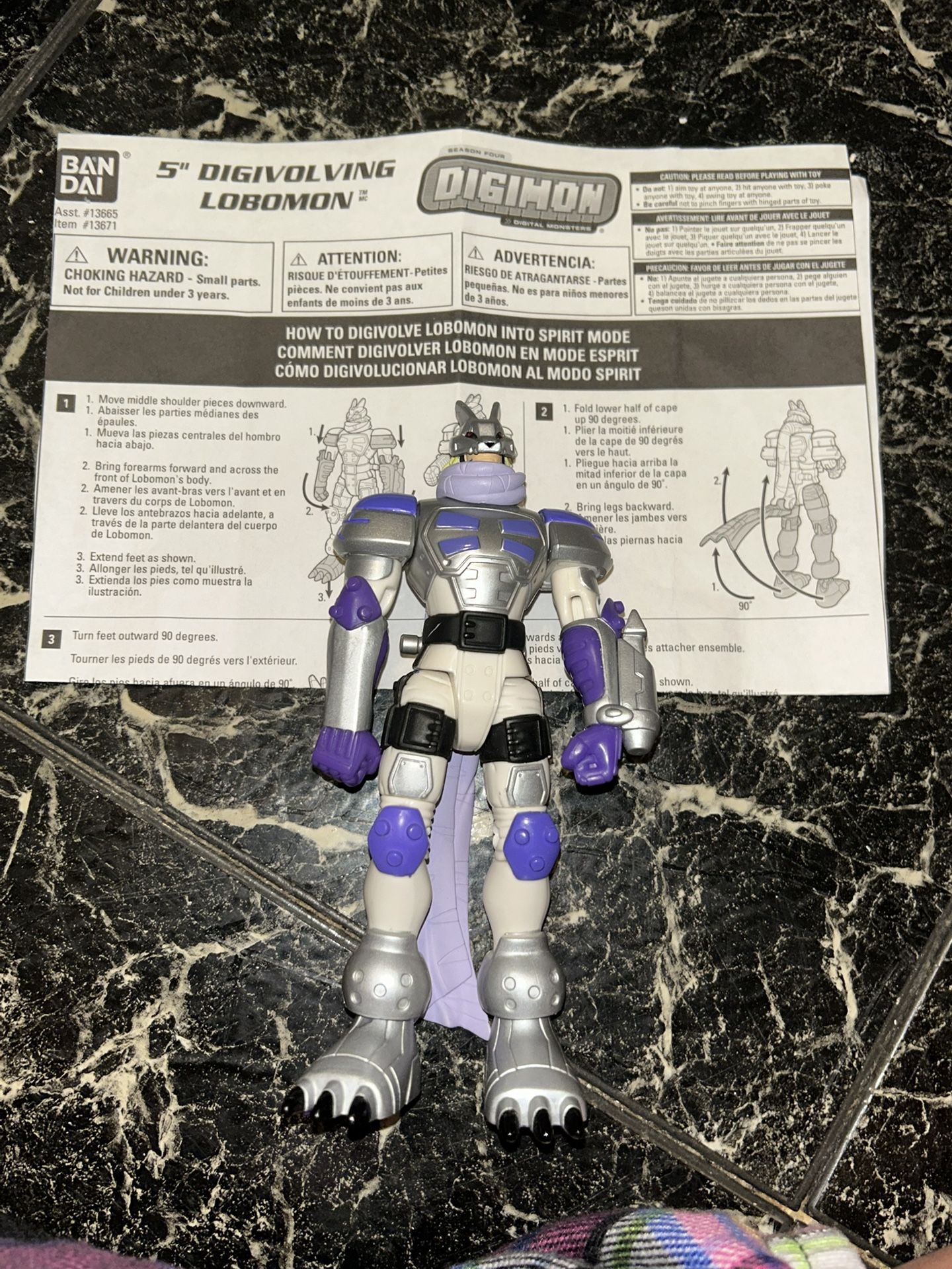 Very Rare!!! Vintage 2002 5” Digivolving Lobomon With Original How To Guide Included With Product