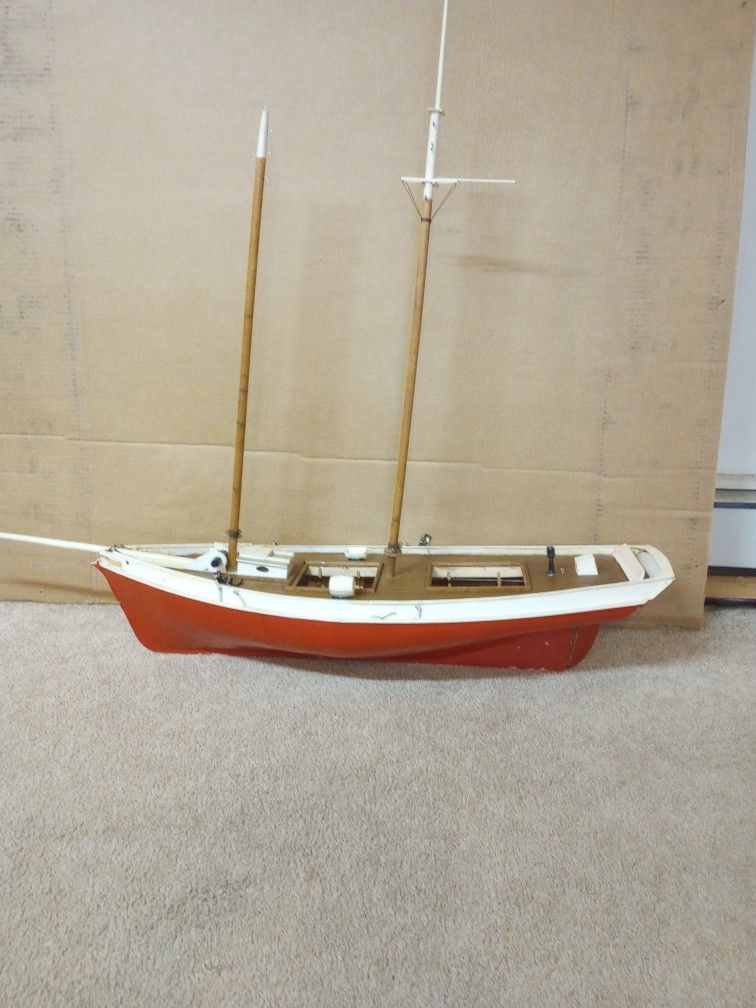 Beautiful Old Sailboat 34 In Long 11 In Wide 40 Inches High Needs To Be Refinished