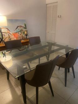 Modern Glass Dining Table + 4 Chairs