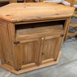 Rustic Farmhouse Style Solid Pine Corner TV Stand