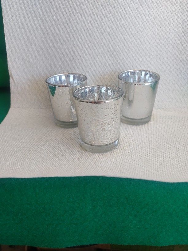 76 Silver Votive Holdes, Tea Lights, Silver Glass
