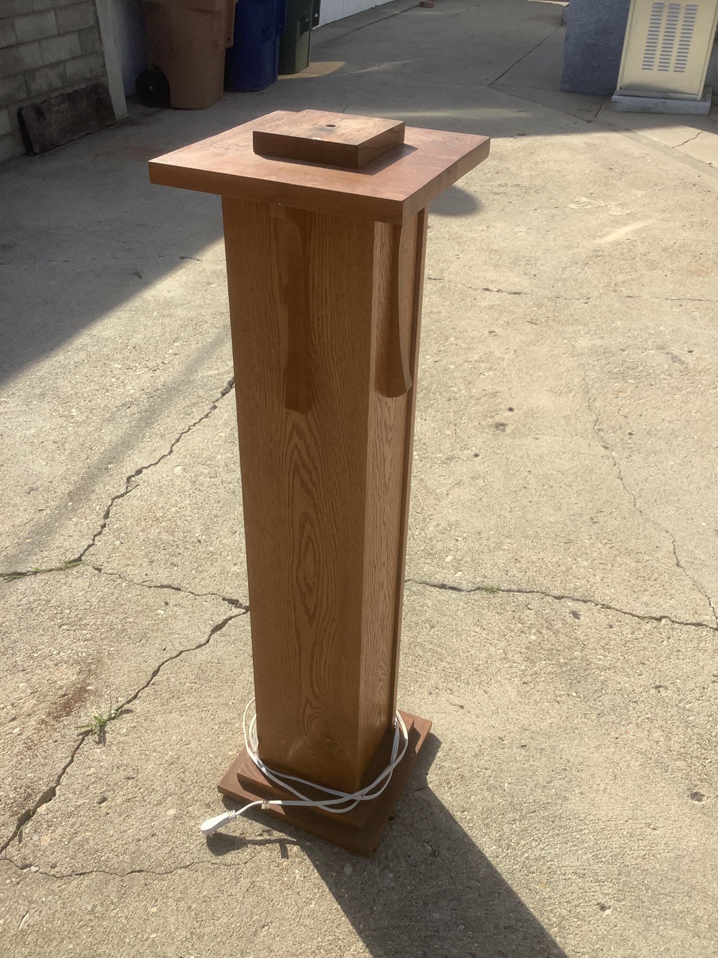 Wood Podium Pedestal Electrical 4ft tall 12.5x12.5in With Light