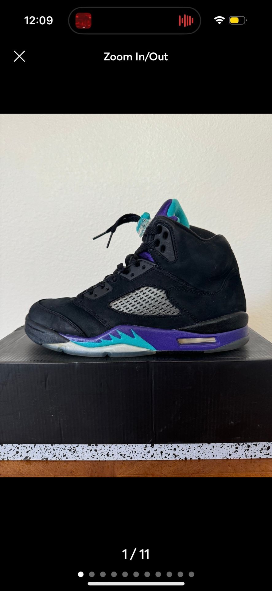 Jordan 5 Retro Black Grape Size 8.5 Men (Damaged) Ripped Netting