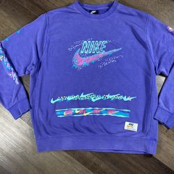 Nike Stories Retro Graphic Acid Wash Crew Neck Sweatshirt Men’s Size XL