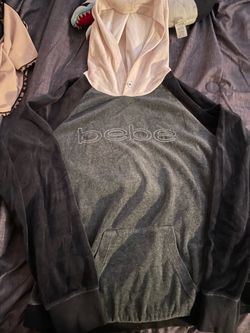 VintageBebe Gray Velour Hoodie Sweatshirt