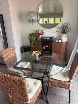 Boho Glass Dining Table + 4 Chairs