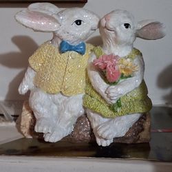 Easter Bunny Couple Figurine 