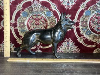 Vintage Bronze Dog Sculpture