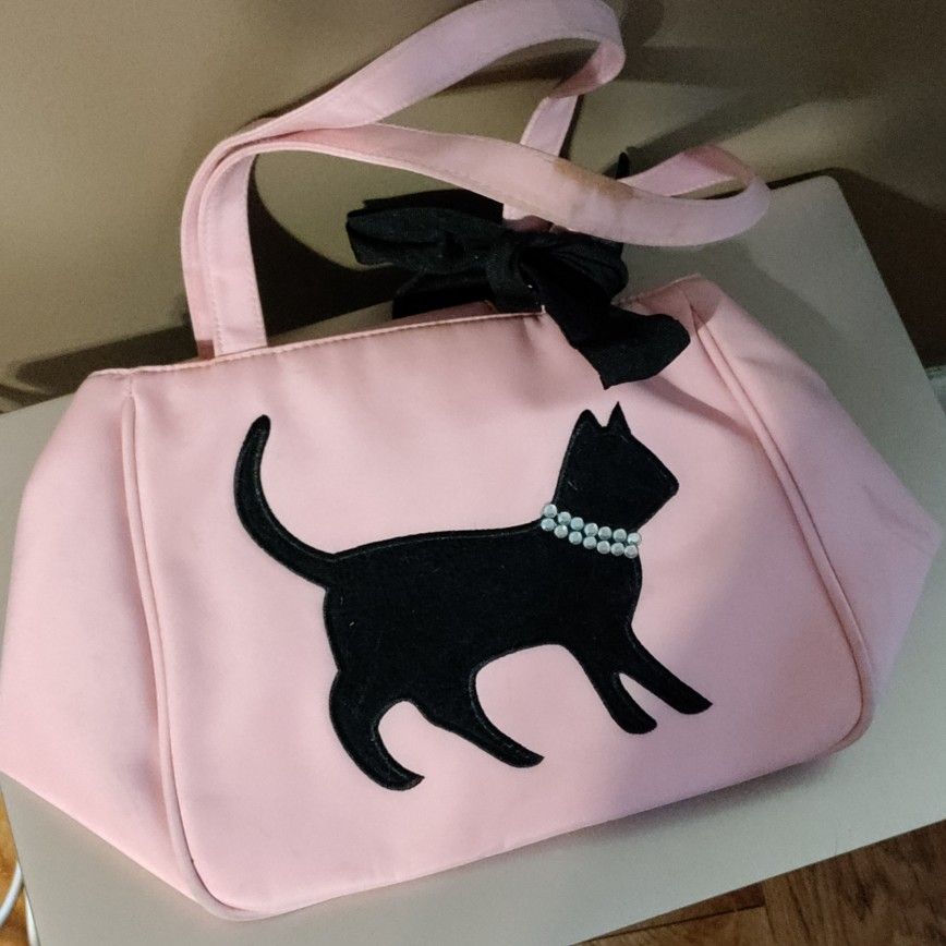 Cat Purse With Black Cat On Pink