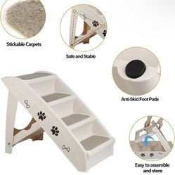 Foldable Pet Dog Stairs/Steps for Small Pet Dog/Cat, Safe and Durable Pet Ramp Stairs with Non-Slip Pads, for High Beds, Sofa, Car